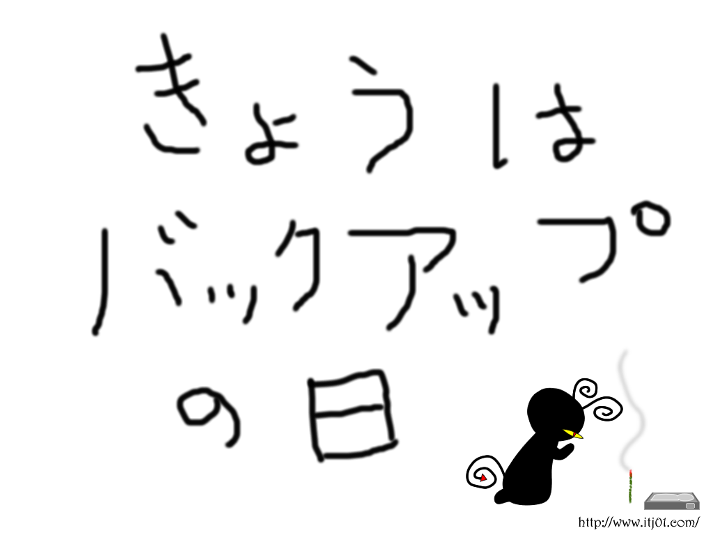 イラストPC壁紙：きょうはバックアップの日