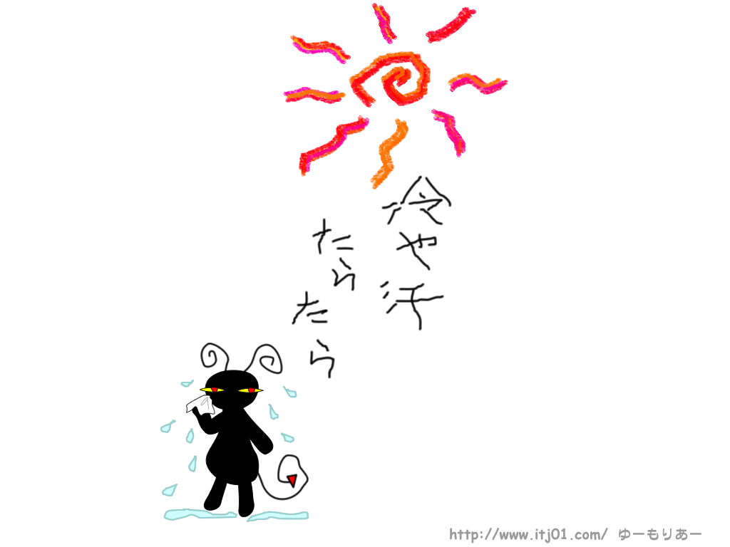 イラストPC壁紙：冷や汗たらたら